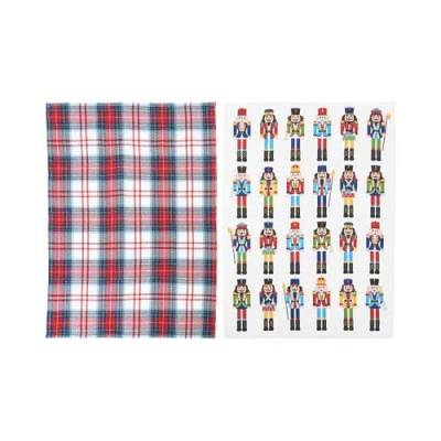 C & F Home C&f Home Nutcracker Plaid Printed & Woven Kitchen Towel Set Of 2 In Multi