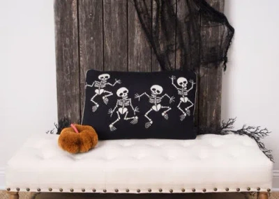 C & F Home C&f Home Dancing Skeletons Cotton Blend Halloween Accent Throw Pillow 16" X 24" In Black