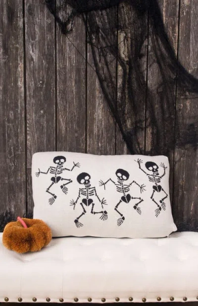 C & F Home C&f Home Dancing Skeletons Cotton Blend Halloween Accent Throw Pillow 16" X 24" In Black