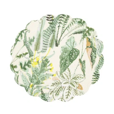 C & F Home C&f Home Parson Round Placemats Set Of 6 All Seasons Summer Spring Botanical Greenery, 17" In Green