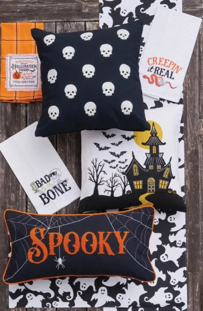 C & F Home C&f Home House & Flying Bats Cotton Blend Halloween Accent Throw Pillow 18" X 18" In White