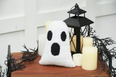 C & F Home C&f Home Ghost Shaped Halloween Hooked Small/petite Accent Pillow, 8" X 10" In White