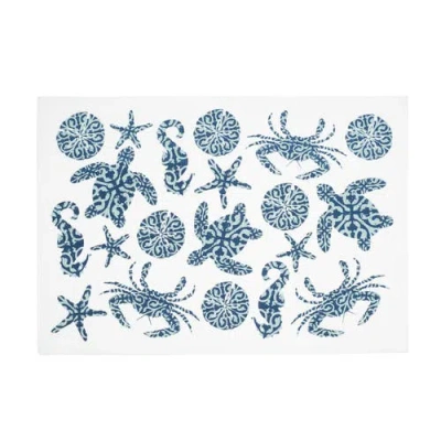 C & F Home C&f Home Stamped Seaside Placemats Set Of 6, 14" X 20" In Blue
