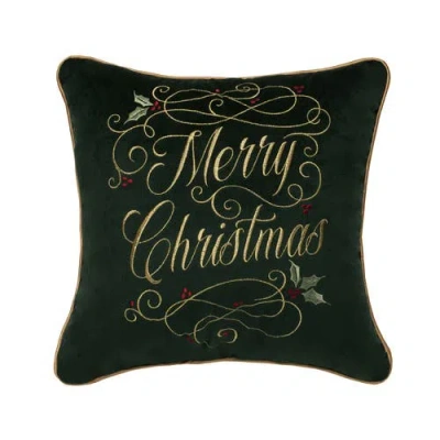 C & F Home C&f Home Merry Christmas Swirl Embroidered Accent Throw Pillow, 16" X 16" In Green