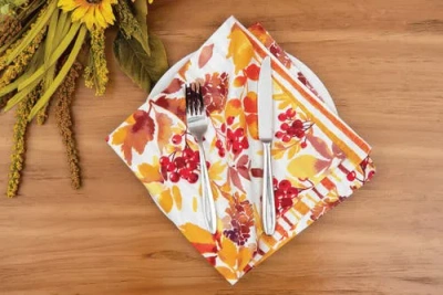 C & F Home C&f Home Cordelia Reversible Fall Leaves Watercolor Napkin Set Of 6 In Multi