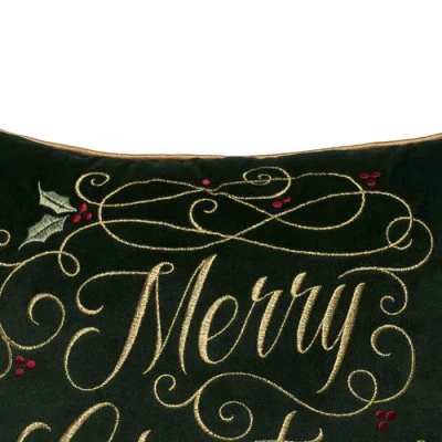 C & F Home C&f Home Merry Christmas Swirl Embroidered Accent Throw Pillow, 16" X 16" In Green