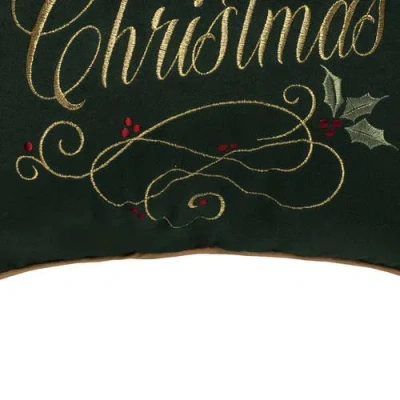 C & F Home C&f Home Merry Christmas Swirl Embroidered Accent Throw Pillow, 16" X 16" In Green