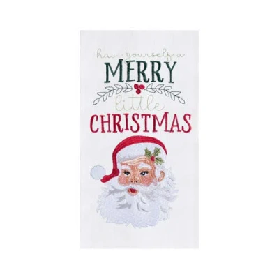 C & F Home C&f Home "have Yourself A Merry Little Christmas" Sentiment With Santa Claus Cotton Flour Sack Kitch In Multi