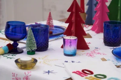 Carol & Frank Boho Christmas Table Runner 14" X 72" In Red