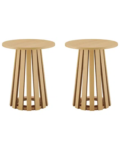 Manhattan Comfort Layla 2-pc. 17.7" Modern End Table Set In Brown