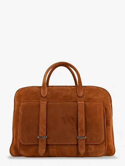 Orciani Jones Pocket Strap Duffle Bag In Brown