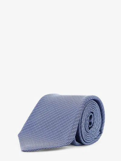 Kiton Ciro Paone Jacquard Silk Tie In Blue