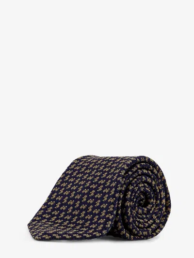 Kiton Ciro Paone Pattern Silk Tie In Blue