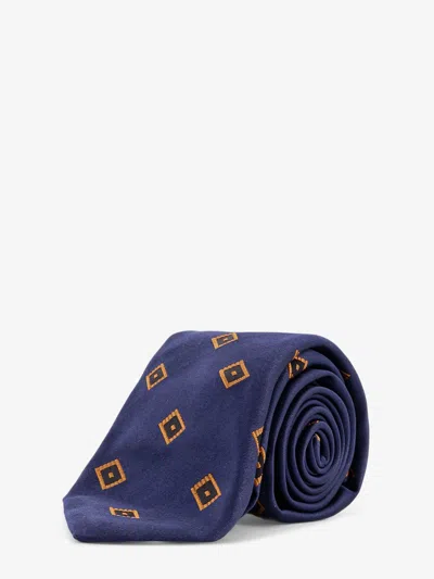 Kiton Ciro Paone Pattern Silk Tie In Blue