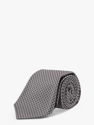 Kiton Ciro Paone Jacquard Silk Tie In Gray