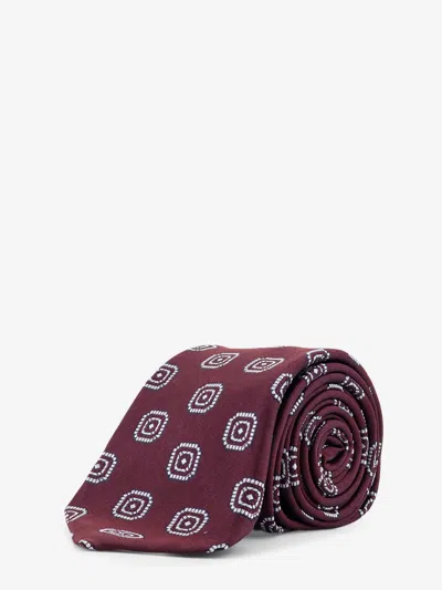 Kiton Ciro Paone Pattern Silk Tie In Red