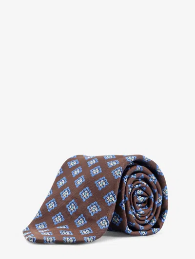 Kiton Ciro Paone Pattern Silk Tie In Brown