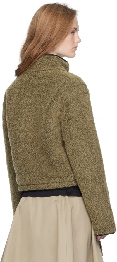 Burberry Ekd Patch Faux Fur Zip-up Jacket In Green