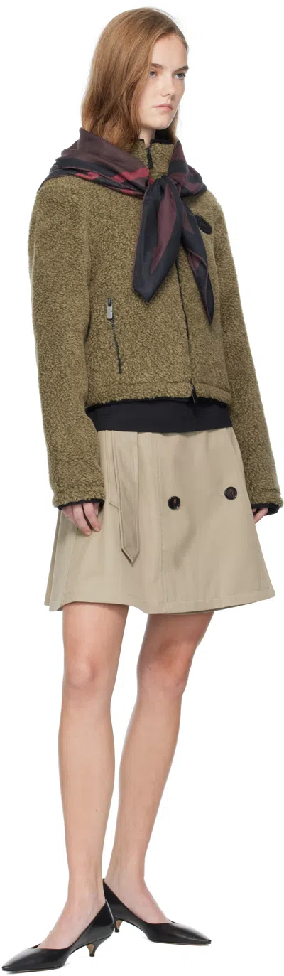 Burberry Ekd Patch Faux Fur Zip-up Jacket In Green