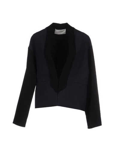 Shop Cedric Charlier Blazer In Dark Blue