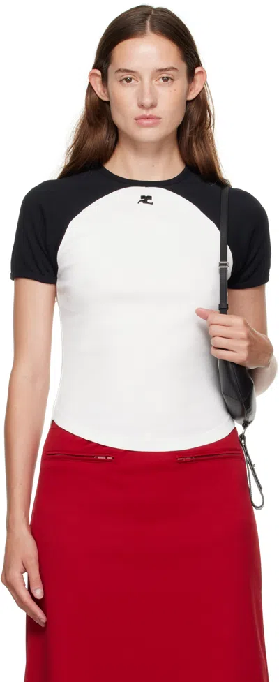 Courrèges Circle Contras T-shirt Woman Black And White In Multi