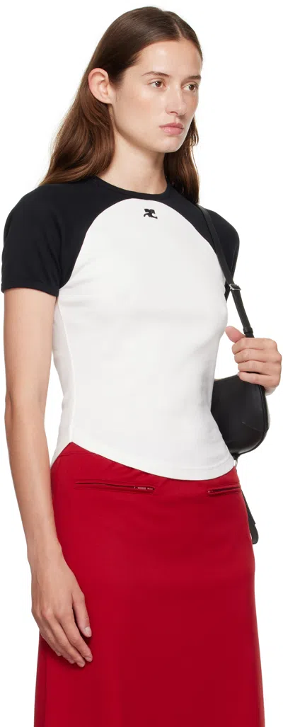 Courrèges Circle Contras T-shirt Woman Black And White In Multi