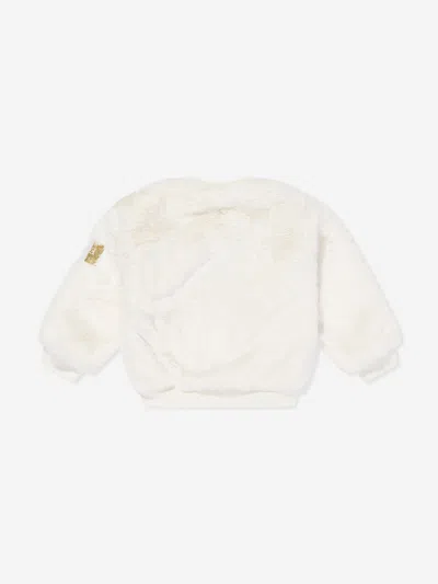 Escada Girls Embroidered Logo Faux Fur Jacket In Animal Print