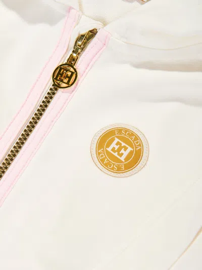 Escada Girls Logo Badge Zip Up Top In Animal Print