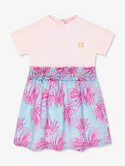Escada Baby Girls Bi-material Printed Dress In Multi