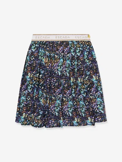 Escada Girls Printed Skirt In Blue