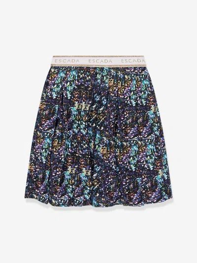 Escada Girls Printed Skirt In Blue
