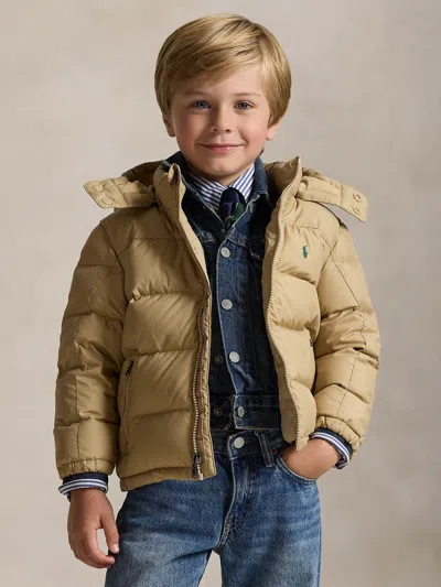 Ralph Lauren Boys Down Padded Puffer Jacket In Brown