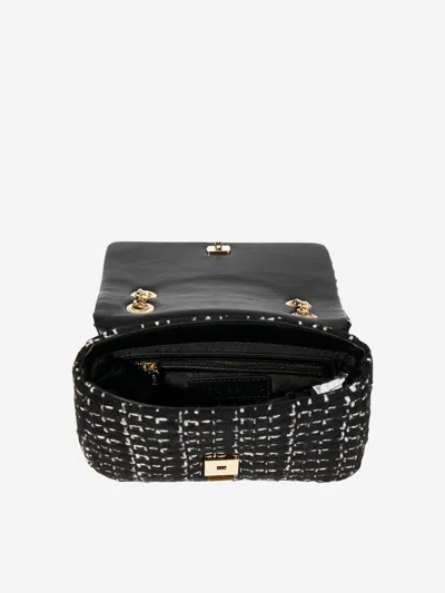 Valentino Tweed Flap Bag In Black