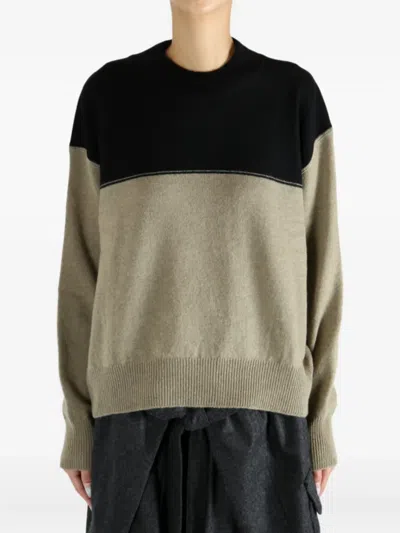 Mhl By Margaret Howell Colour-block Wool Sweater In Green