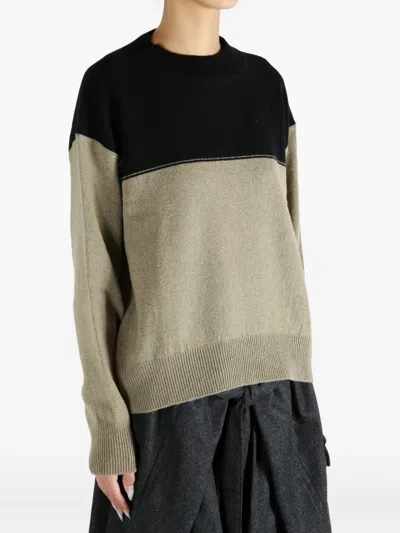 Mhl By Margaret Howell Colour-block Wool Sweater In Green