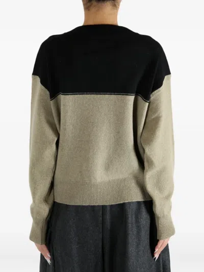 Mhl By Margaret Howell Colour-block Wool Sweater In Green