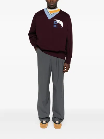 Kolor Mock-neck Graphi-print Sweater In Brown