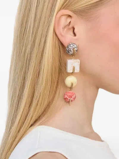 Cult Gaia Laguna Multicolor Stone Clip On Linear Drop Earrings In Gold