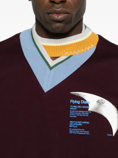 Kolor Mock-neck Graphi-print Sweater In Brown