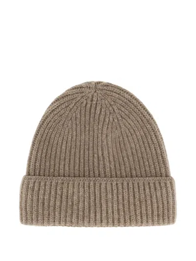 Doriani Ribbed Beanie Hat In Brown