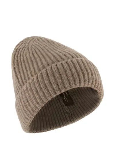 Doriani Ribbed Beanie Hat In Brown