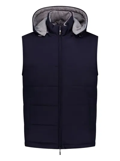 Doriani Hooded Quilted Gilet In Blue