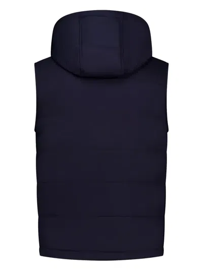 Doriani Hooded Quilted Gilet In Blue