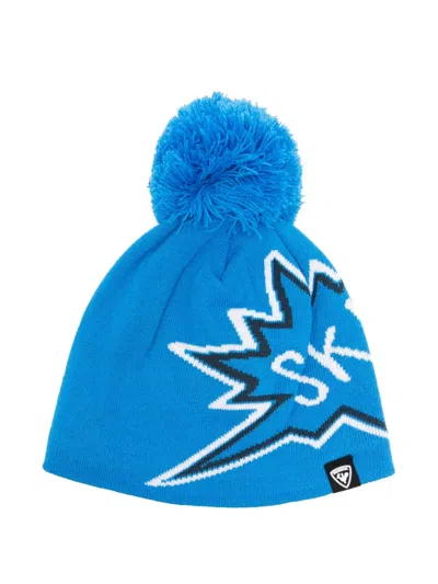 PATERNED-INTARSIA POMPOM BEANIE