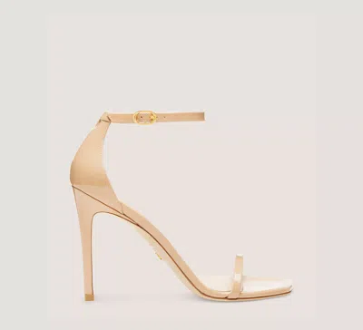 Stuart Weitzman Nudistcurve Patent Ankle-strap Sandals In Nude