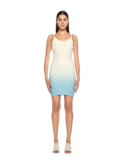 Off-white Gradient-effect Logo Midi Dress In Blue