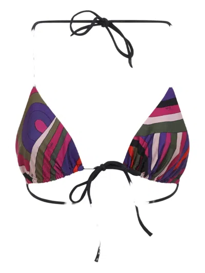 Pucci Triangle Top Adjustable Straps Bikini Set In Animal Print
