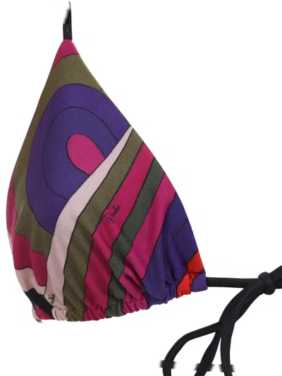 Pucci Triangle Top Adjustable Straps Bikini Set In Animal Print