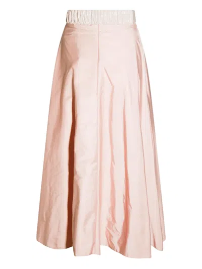 Elisabetta Franchi Skirt In Voile Fabric With Belt In Animal Print