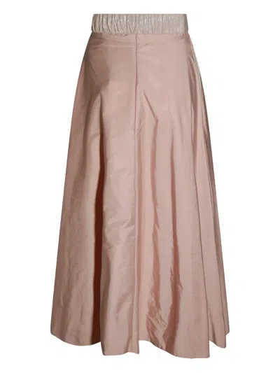 Elisabetta Franchi Skirt In Voile Fabric With Belt In Animal Print